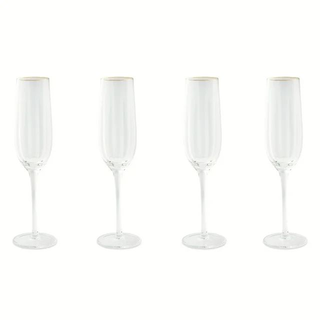 Thyme & Table 4-Piece Scalloped Champagne Flute Glass Set | Walmart (US)