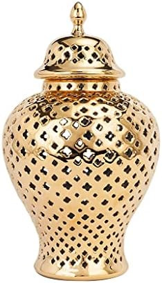 ARTLINE Traditional Pierced Ginger Jar with Lid, Carved Lattice Decorative Temple Jar, Cut Out Ce... | Amazon (US)
