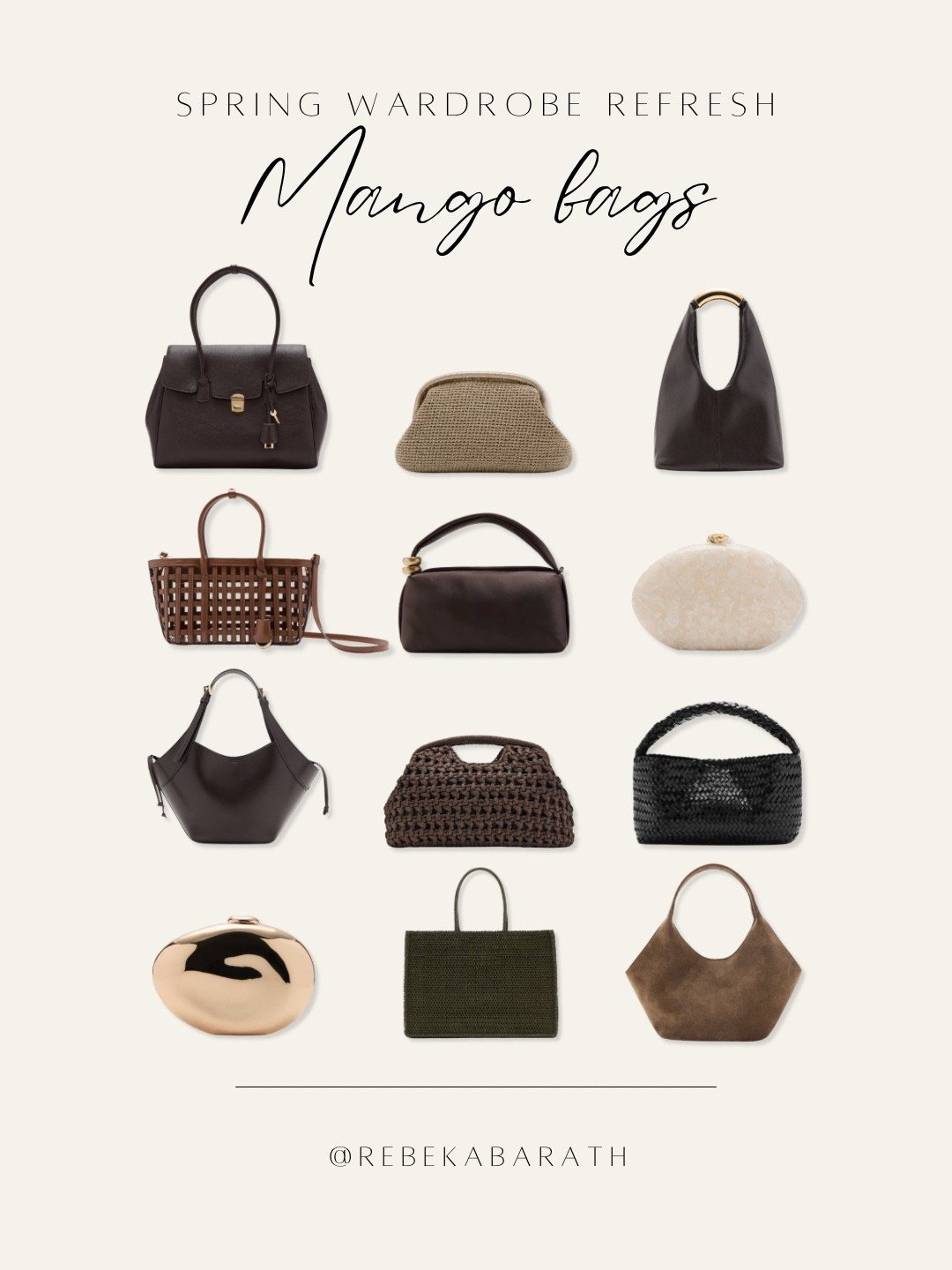 spring wardrobe refresh // Mango bags 💫

high street bags | bag edit | spring bags | neutral bags 

#LTKSeasonal #LTKWorkwear