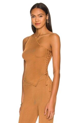 h:ours Octa Lace Up Top in Copper from Revolve.com | Revolve Clothing (Global)