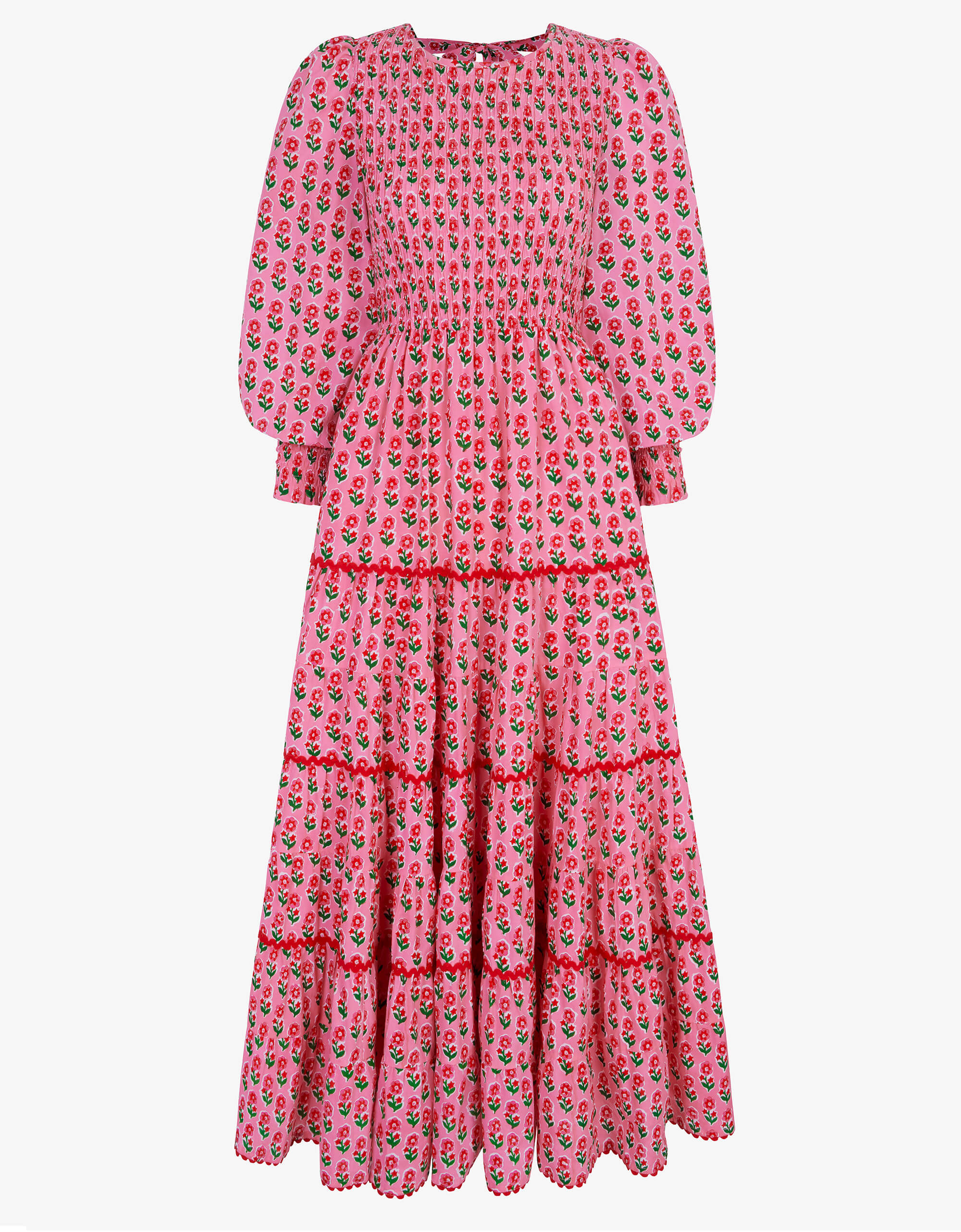 Pink and Red Candy Cane Buta Abigail Dress | Pink City Prints UK
