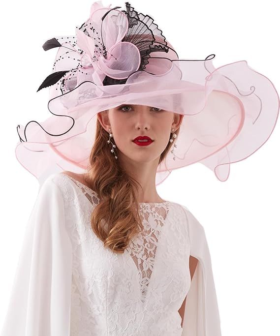 SAFERIN Women's Organza Church Kentucky Derby Fascinator Bridal Tea Party Wedding Hat | Amazon (US)