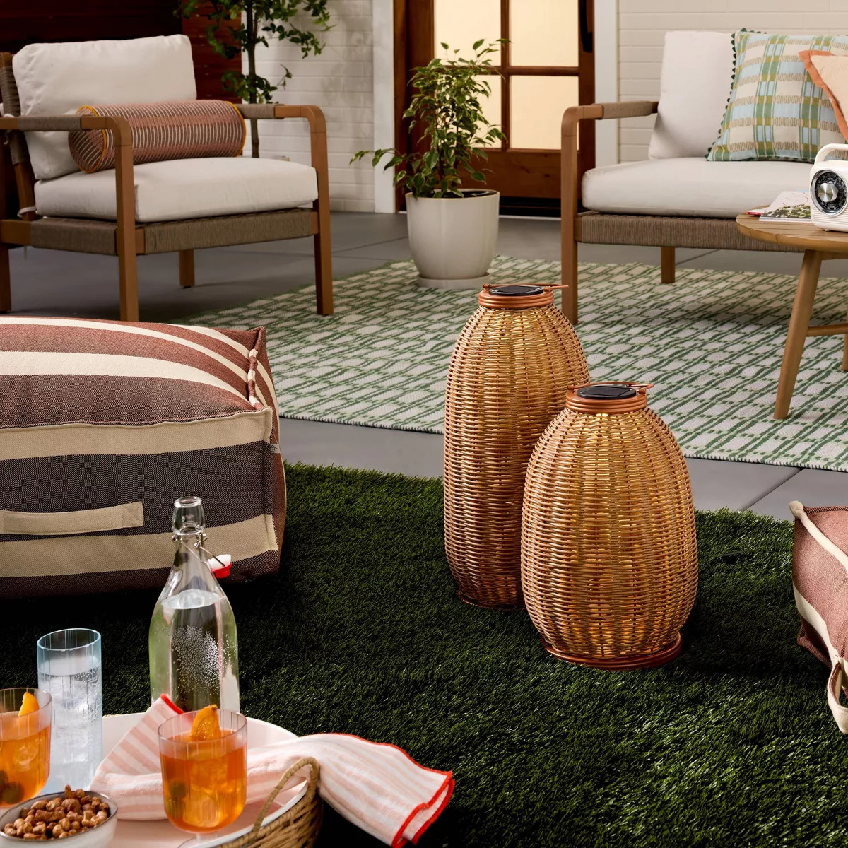 14" Rattan Solar Outdoor Patio Lantern - Hearth & Hand™ with Magnolia | Target