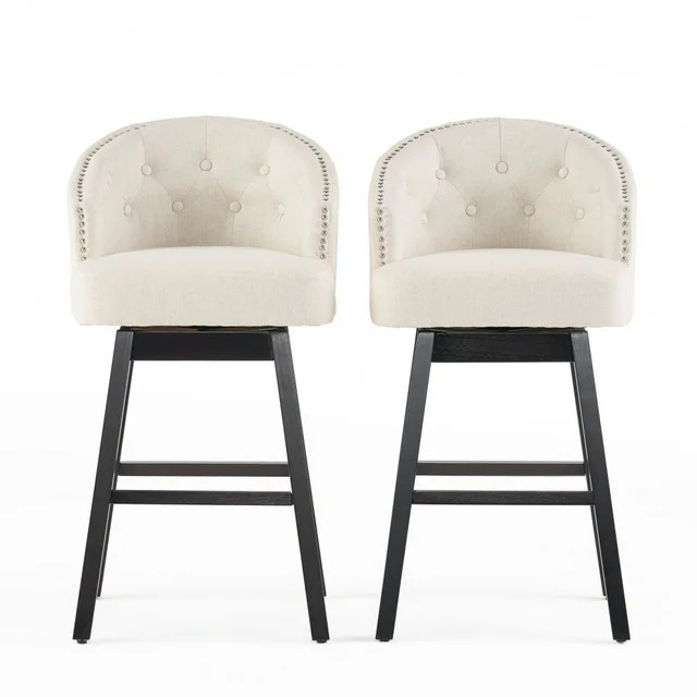 Christopher Knight Home Ogden Beige Swivel Bar Stools Set of 2 - 360 Degree Rotation, Soft Cushio... | Walmart (US)
