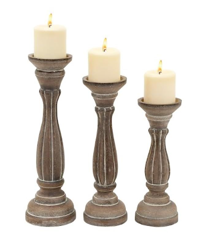 Candle Holder Traditional Pillar Shaped Design - Set of 3 | Amazon (US)