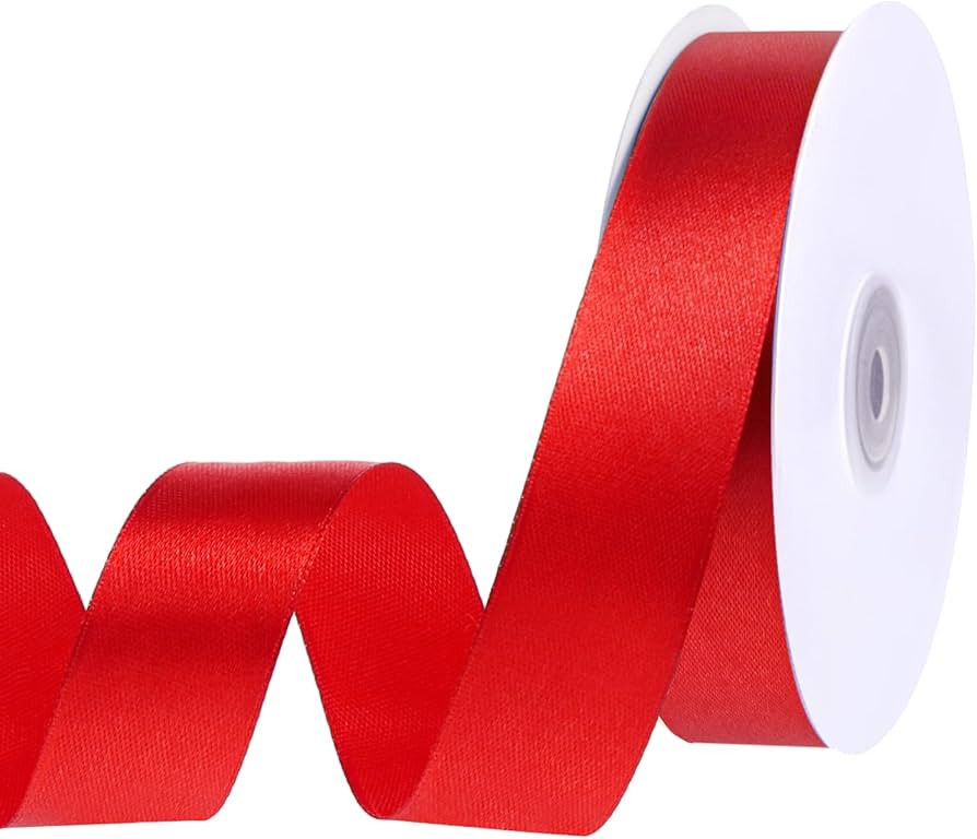 Red Ribbon 1 Inch 50 Yards Red Satin Ribbon for Gift Wrapping Crafts Flower Bouquet Wedding Party... | Amazon (US)