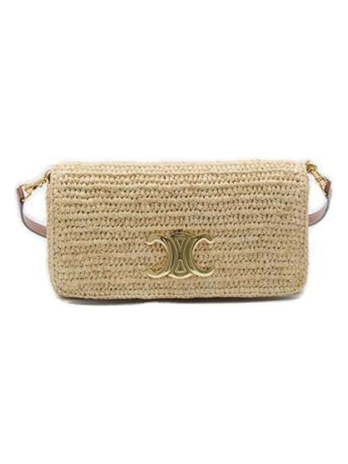 Celine Women's Triomphe Straw Bag in Beige | 10M432FWI | LOZURI