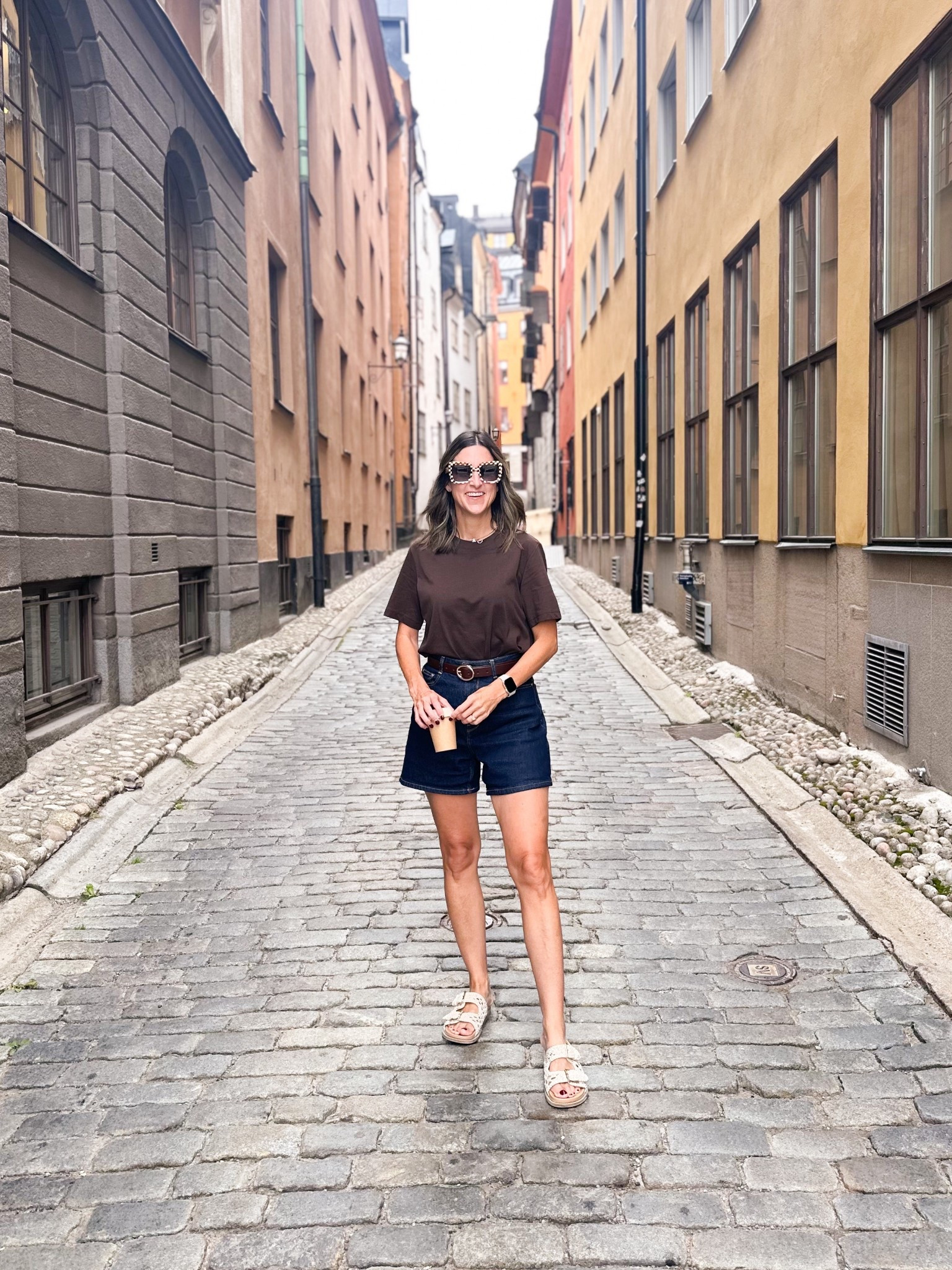 Stockholm outfit   
Denim shorts are the “mom short” from Zara  