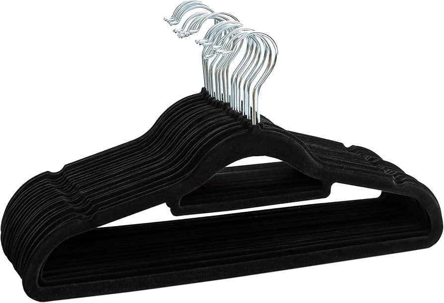 Livel 50 Velvet Suit Hangers - Heavy Duty Black Clothes Hangers With Non-Slip Premium Finish - 36... | Amazon (UK)