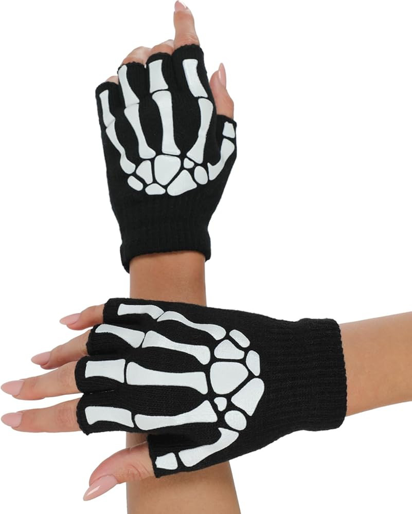 Tipsy Elves Halloween Skeleton Gloves - Spooky Fun Party Accessories for Costumes | Amazon (US)