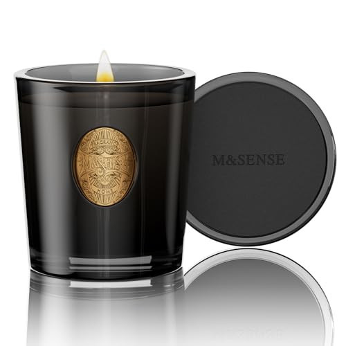 M&SENSE Natural Soy Wax, Crisp Chill Scented Small Room Candle Gift for Women and Men - 260g | 50 Hours Burn Time, Black |Luxury Home Scented and Home Décor | Amazon (UK)