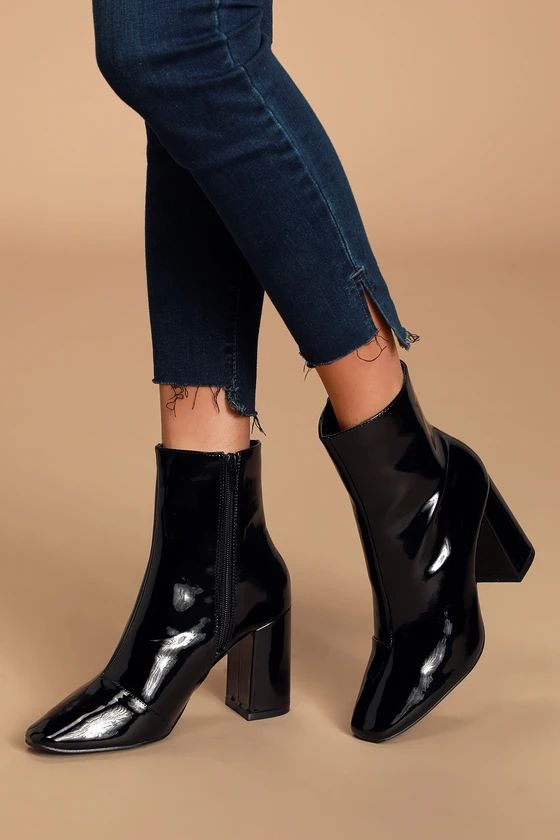 My Generation Black Patent High Heel Mid-Calf Boots | Lulus (US)
