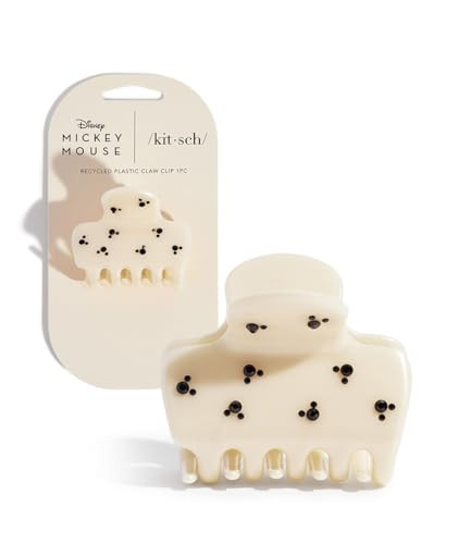 Kitsch & Mickey/Minnie Hair Claw with Rhinestones, Cute and Elegant Claw Clips for Girls, Great for All Hair Types, Recycled Plastic | Ideal Gifts for Women - 1pc (Cream) | Amazon (US)