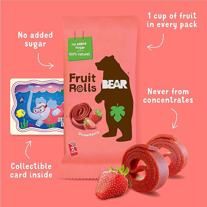 BEAR Real Fruit Snack Rolls - Gluten Free, Vegan, and Non-GMO - Strawberry – Healthy School And... | Amazon (US)