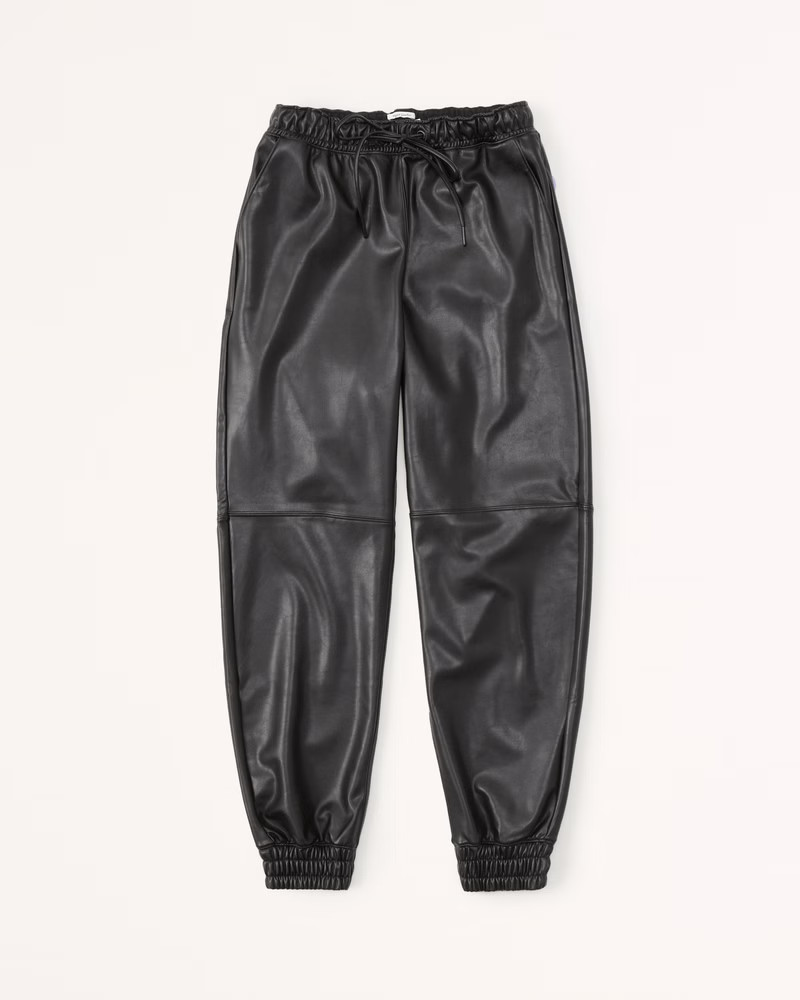 Women's Vegan Leather Sunday Joggers | Women's Bottoms | Abercrombie.com | Abercrombie & Fitch (US)