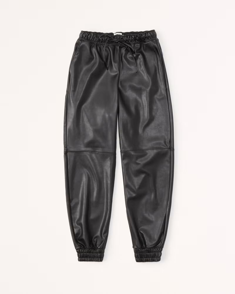 Women's Vegan Leather Sunday Joggers | Women's 25% Off Select Styles | Abercrombie.com | Abercrombie & Fitch (US)