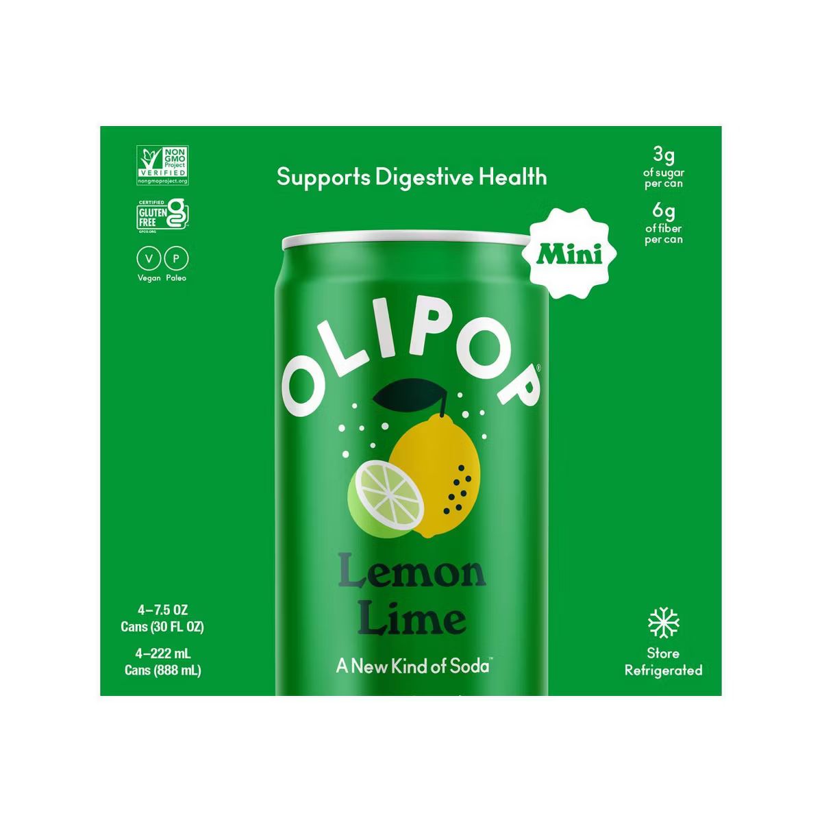 OLIPOP Lemon Lime Prebiotic Soda - 4ct/7.5 fl oz | Target