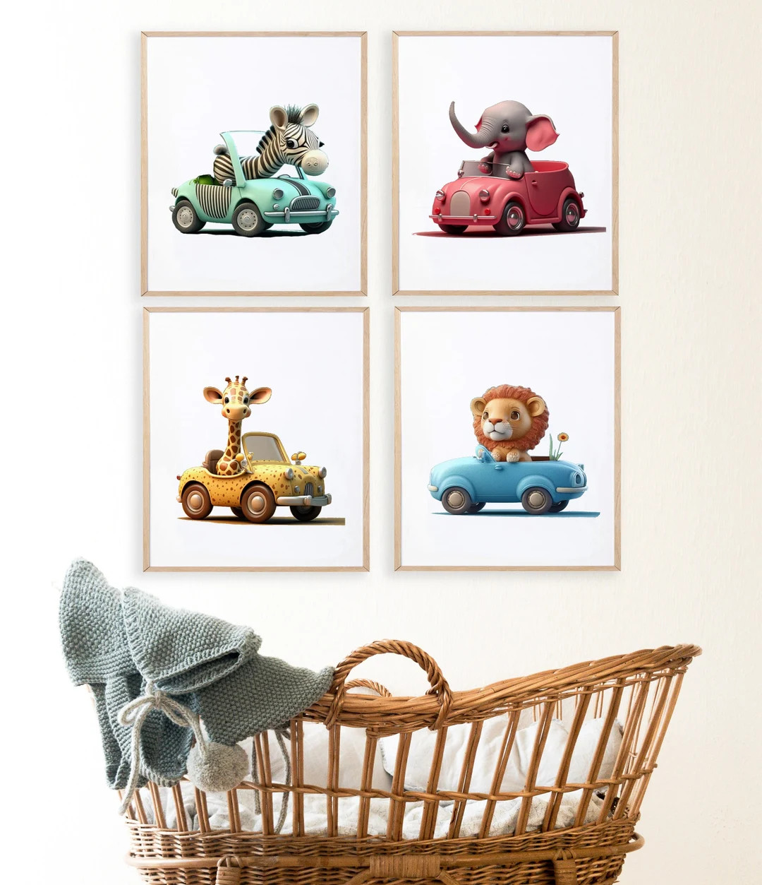 Animals in Vehicles Wall Decor Animal Cars Prints Nursery - Etsy | Etsy (US)