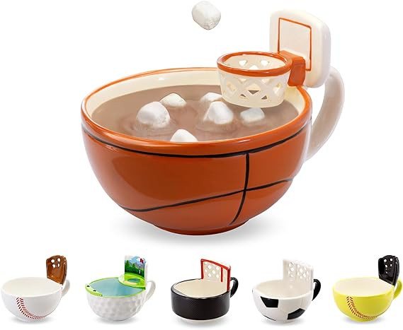 MAX'IS Creations The Mug with a Hoop Basketball Mug Novelty Hot Chocolate Coffee Mug Mini Hoop Ki... | Amazon (US)
