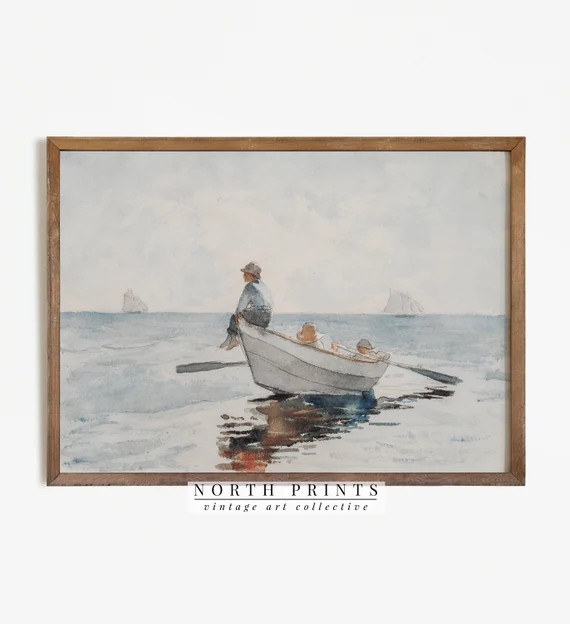 Sailboat Print  Vintage Nursery Nautical Painting  Antique | Etsy UK | Etsy (UK)