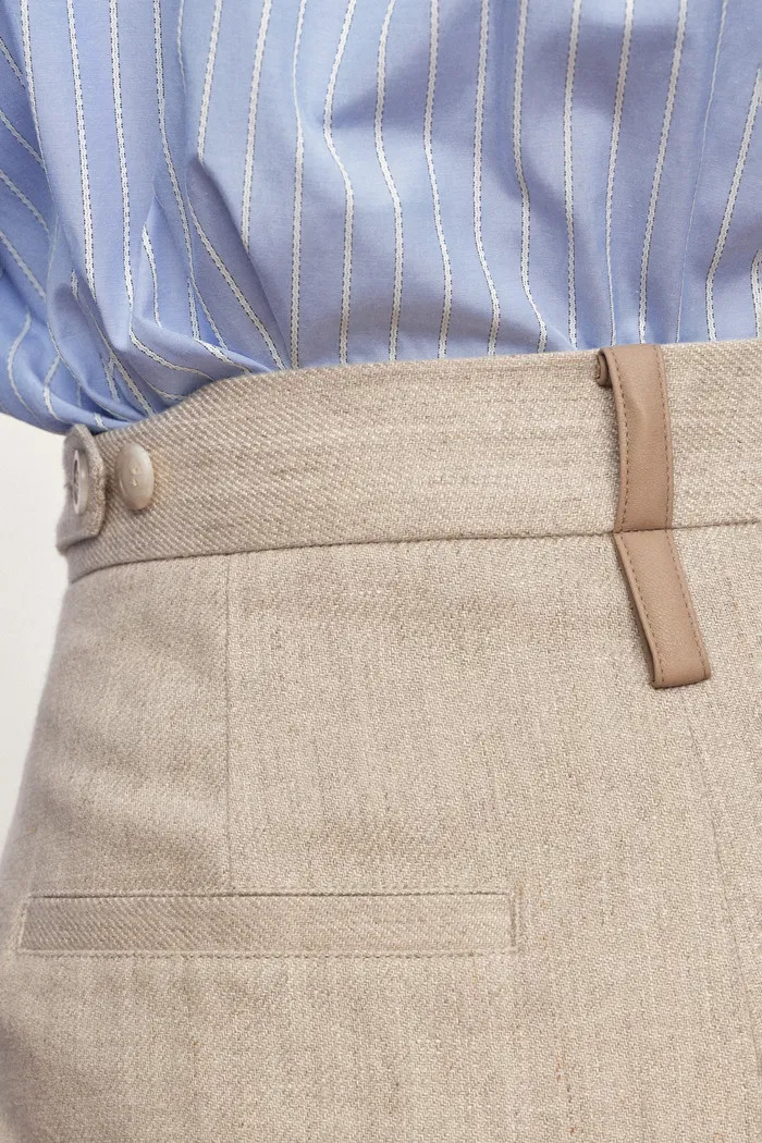 Oakley Double Waistband Relaxed-Fit Tailored Trousers in Cotton Linen | Fabrique