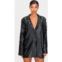 Diamante Blazer Dress, black | PrettyLittleThing US