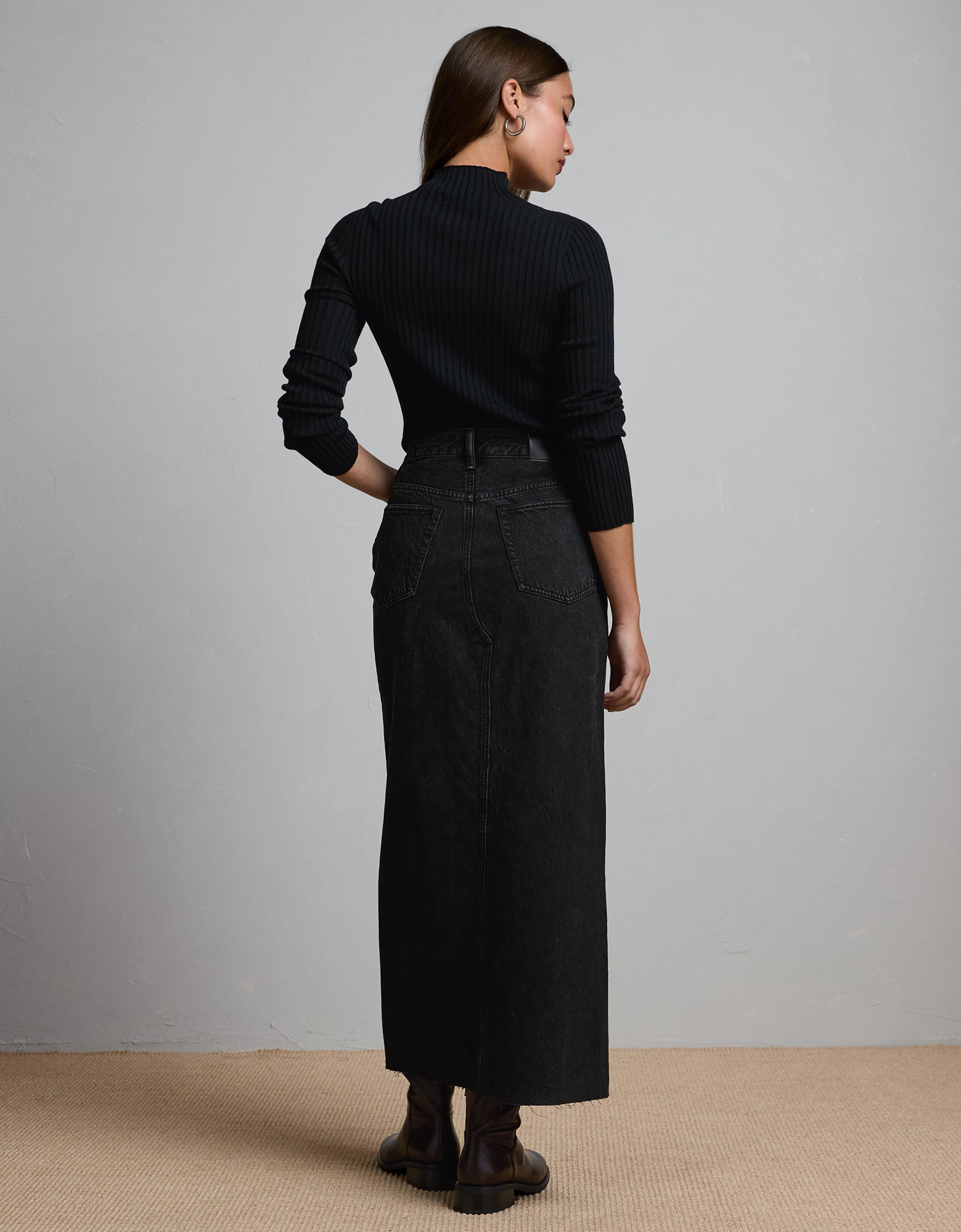 AE77 Premium Denim Maxi Skirt | American Eagle Outfitters (US & CA)