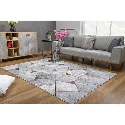 Gray Irregular Geometric Area Rug | Wayfair North America