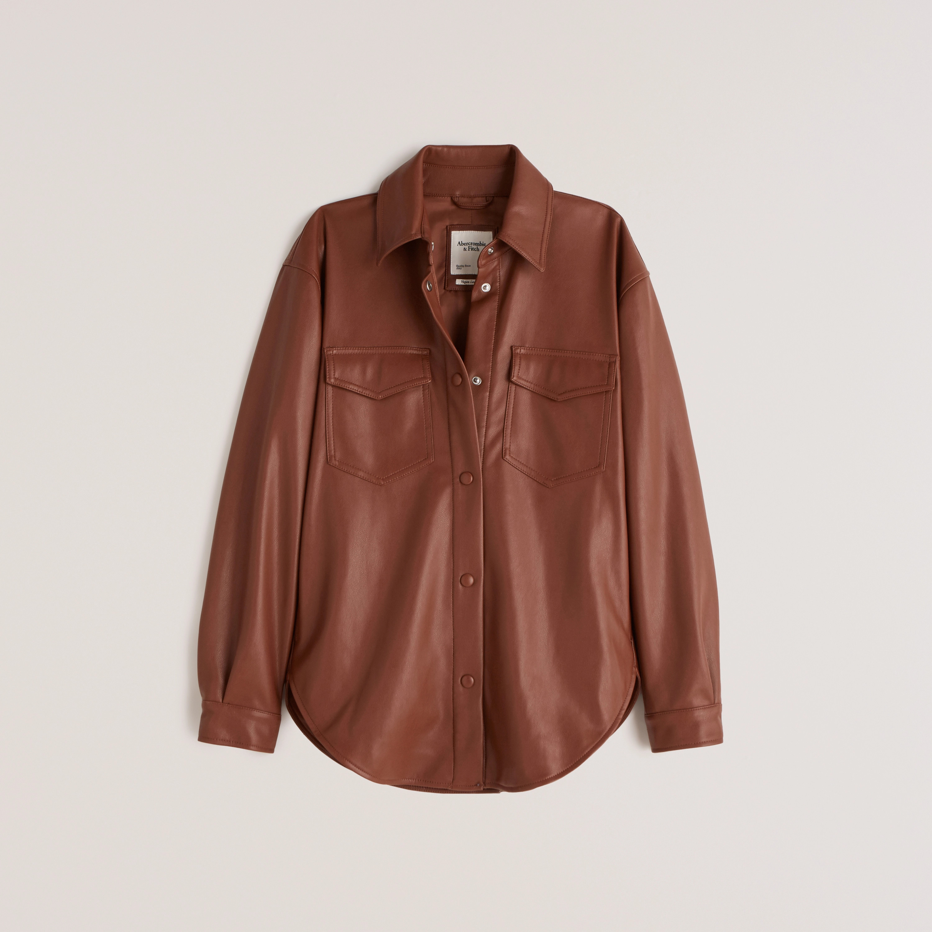 Vegan Leather Shirt Jacket | Abercrombie & Fitch (US)