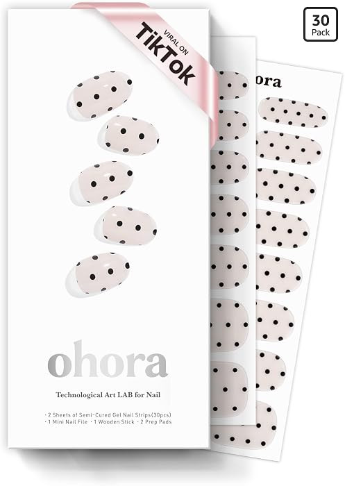 ohora Semi Cured Gel Nail Strips (N Polka Noir) - Works with Any Lamps, Salon-Quality, Long Lasti... | Amazon (US)