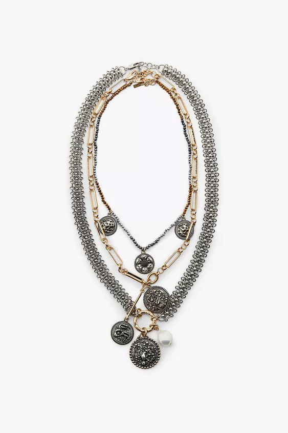 3-PACK OF CHAIN MEDALLION NECKLACES | Zara UK