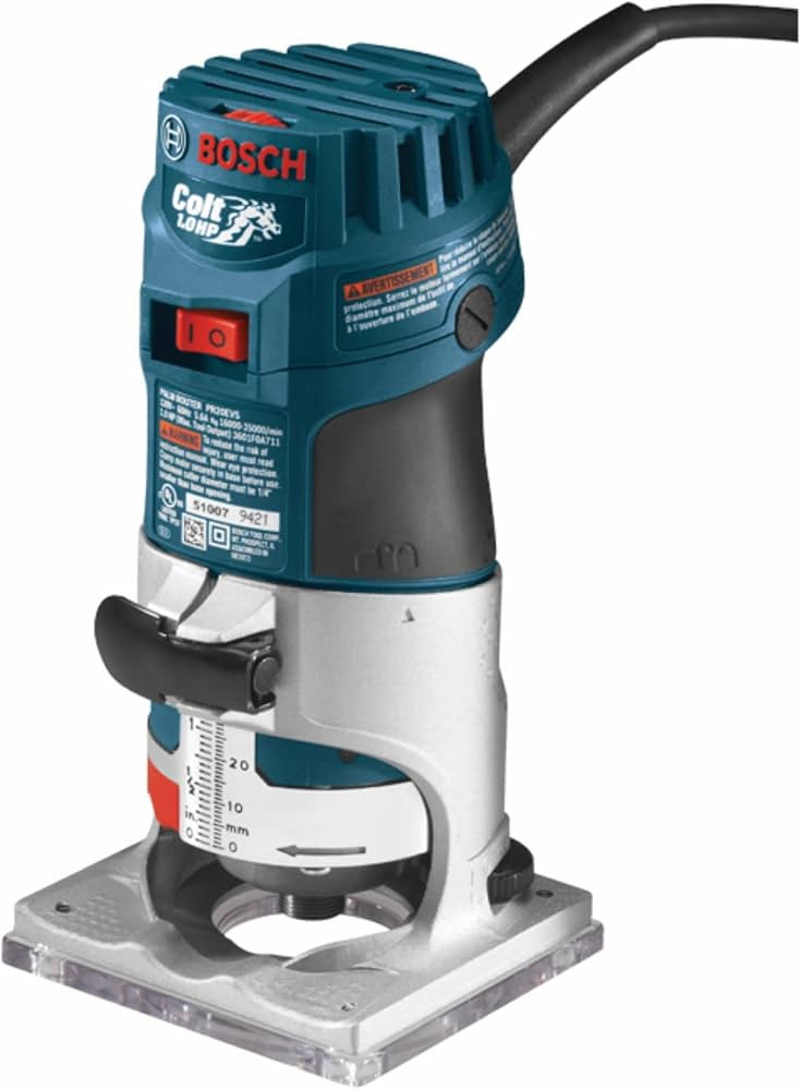 BOSCH PR20EVS Router Tool, Colt 1-Horsepower 5.6 Amp Electronic Variable-Speed Palm Router | Amazon (US)