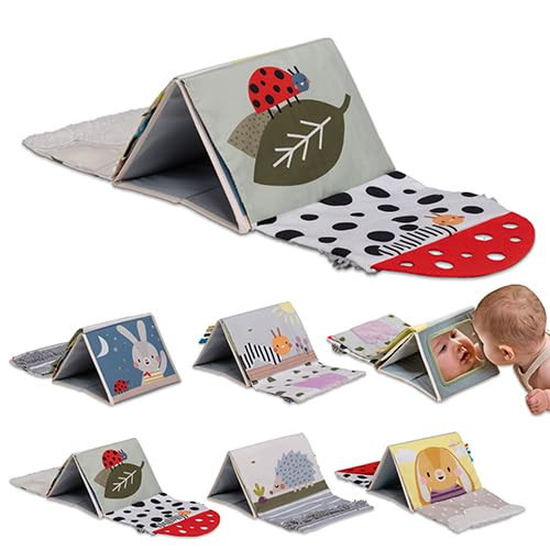 Taf Toys Tummy Time Sensory Book with Crinkle Pages & Soft Textures, High Contrast Patterns, Baby-Safe Mirror for Newborns and Infants, Tummy Time Toys for Babies 0-6 6-12 Months, Boys Girls Baby Gift | Amazon (US)