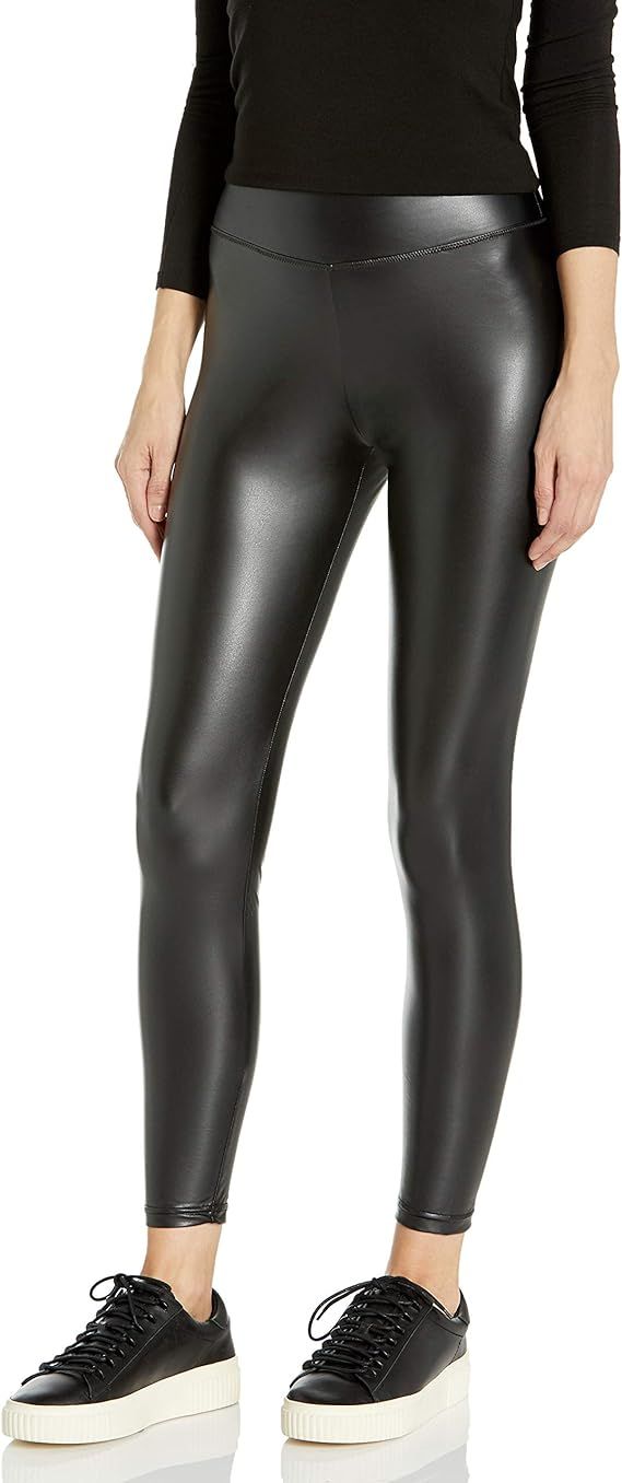 Peds Women's Leatherette Legging with Wide Comfort Waistband | Amazon (US)