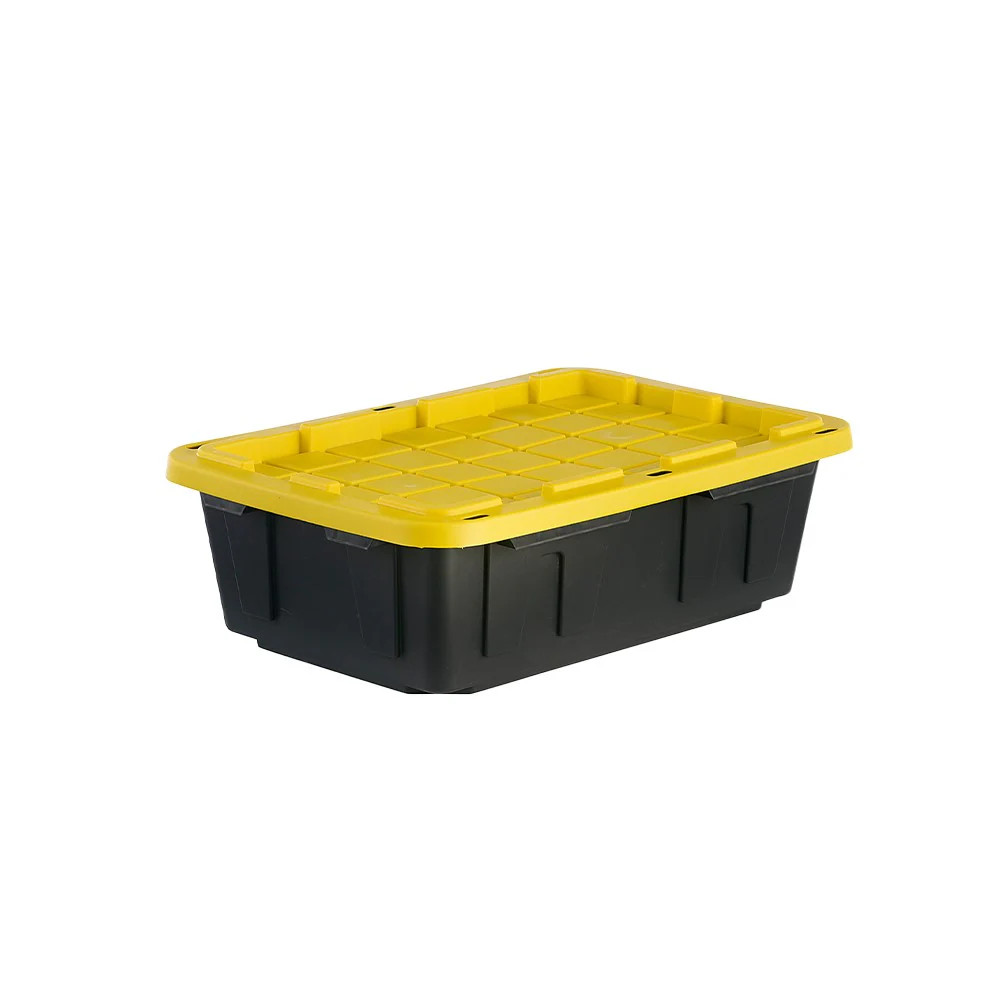 Project Source Commander Medium 15 -Gallons ( 60 -Quarts ) Black and Yellow Stackable Tote with S... | Lowe's