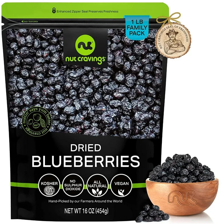 Nut Cravings Sun Dried Blueberries: Lightly Sweetened, All Natural Dried Fruits (16oz) | Walmart (US)