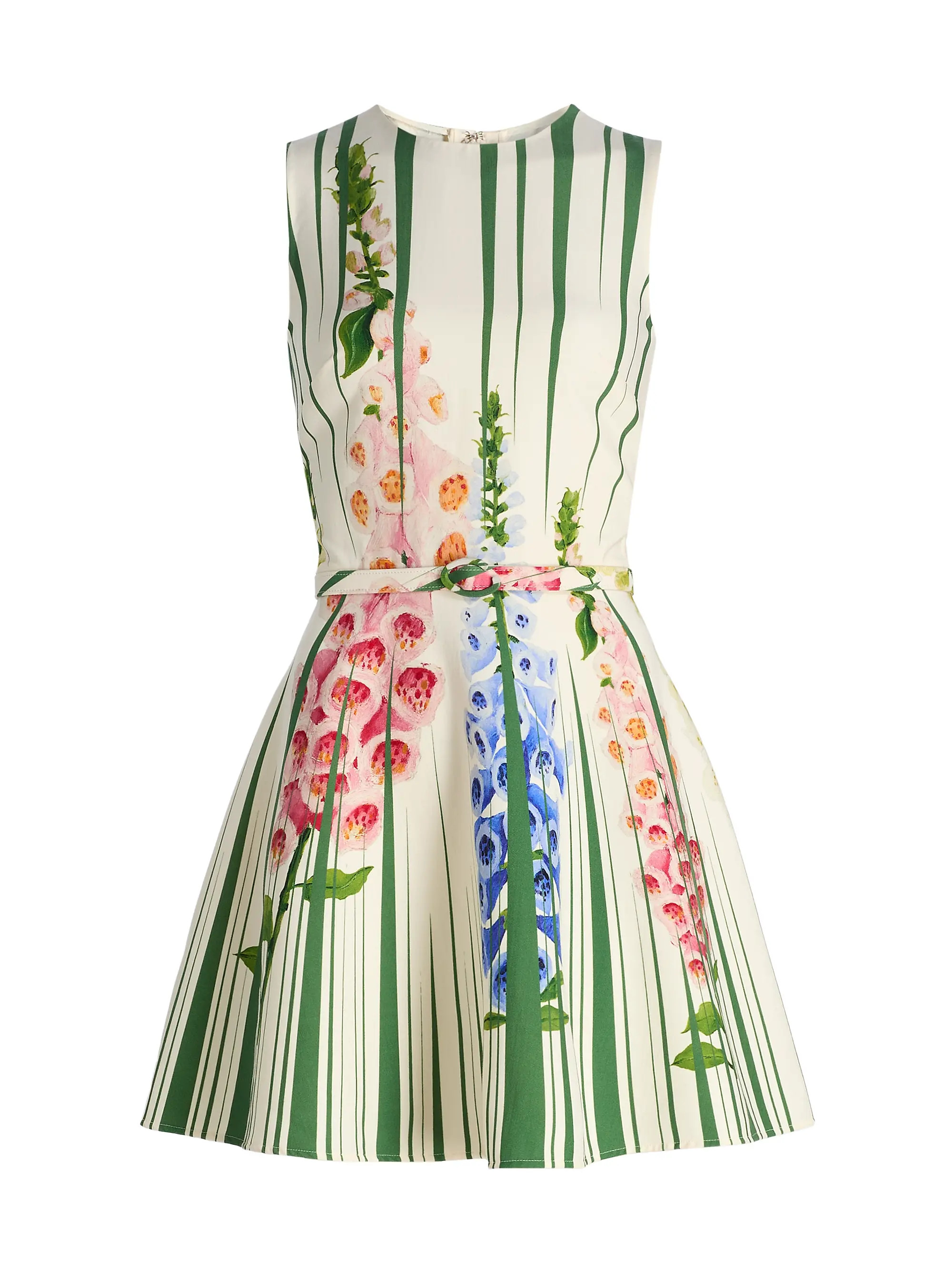 Pleated Foxgloves-Print Minidress | Saks Fifth Avenue
