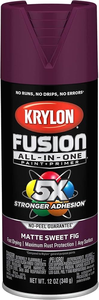 Krylon K02798007 Fusion All-In-One Spray Paint for Indoor/Outdoor Use, Matte Sweet Fig Dark Purpl... | Amazon (US)