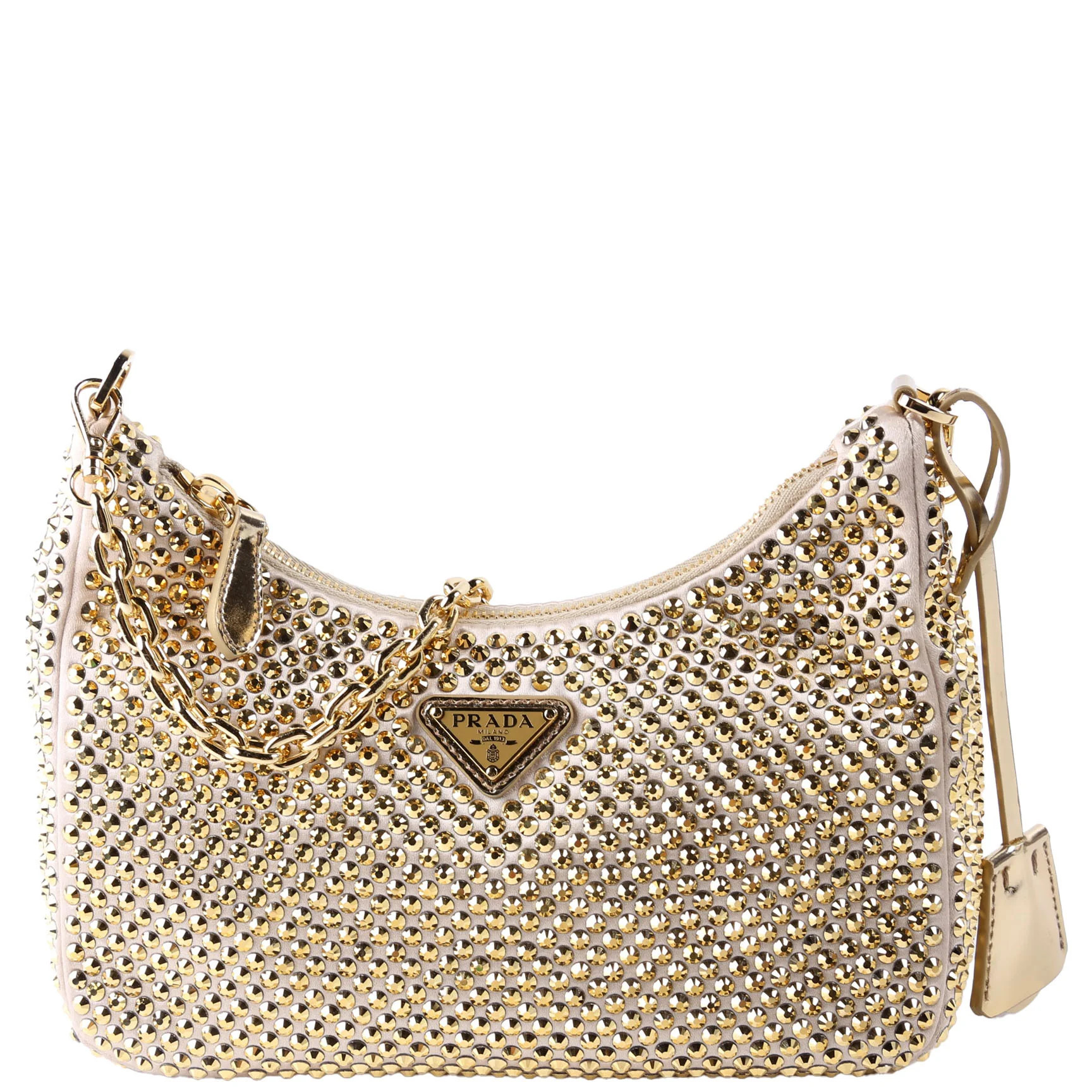 Satin Crystal Re-Edition 2005 Shoulder Gold | Keeks Designer Handbags