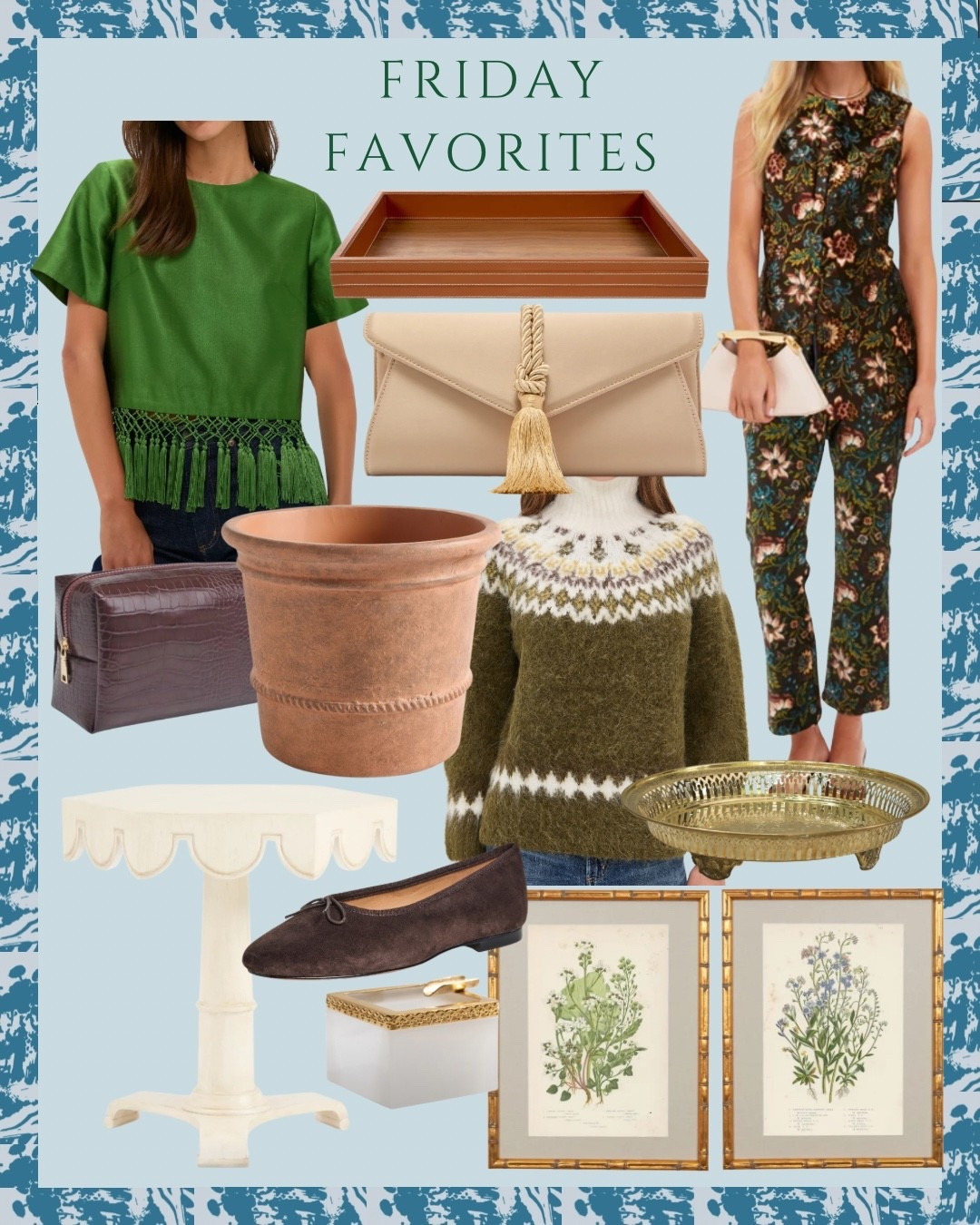 Friday Favorites ✨

Clutch, fall tops, tray, botanical art, side table, green sweater, home decor 

#LTKStyleTip #LTKHome