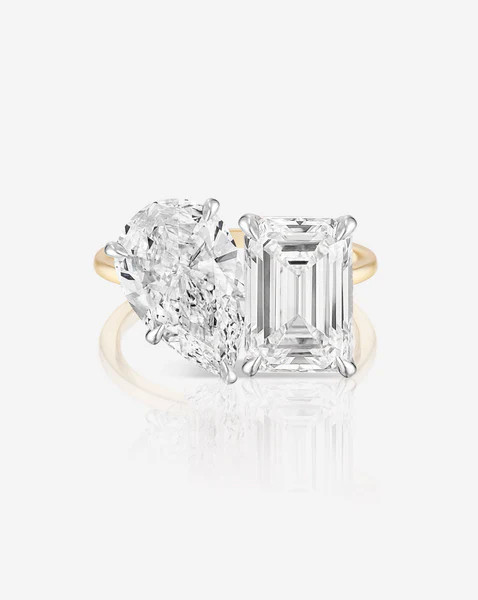 5.52 Emerald & Pear in the Whisper Thin® Toi et Moi | Ring Concierge