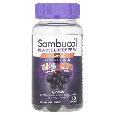 Sambucol, Kids Black Elderberry Gummies + Vitamin C + Zinc, Ages 2+, 30 Gummies | iHerb