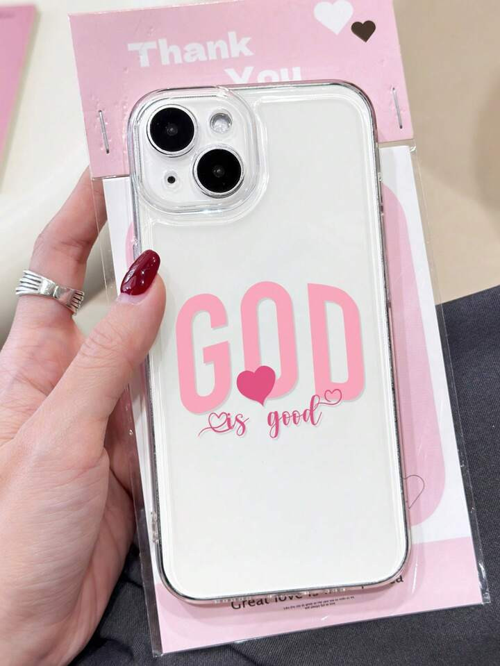 1pc Minimalist Creative Religious Slogan God Letter Pattern Transparent All-Inclusive Antiskid Ph... | SHEIN