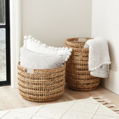 Josie Woven Baskets Handwoven Water Hyacinth with Metal Wire Frame & Open Handles | Ballard Designs, Inc.