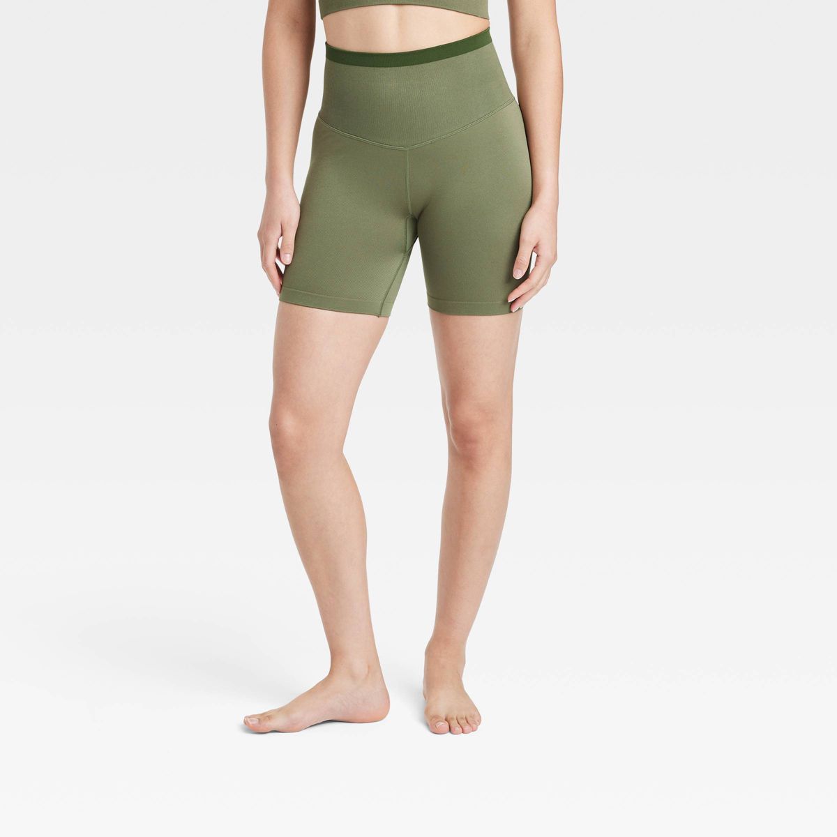 Women's Seamless High-Rise Bike Shorts 6" - JoyLab™ Olive Green M | Target