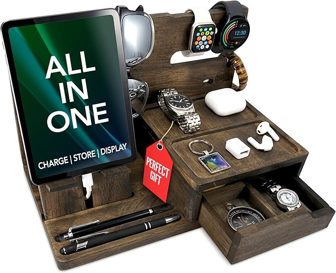 EcoLeafy Dot Nightstand Organizer- Bedside Docking Station for Men- Unique Gifts for Husband, Fat... | Amazon (US)