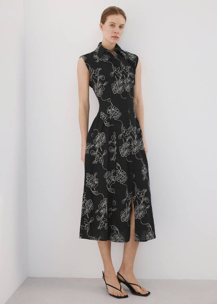 Embroidered floral shirtdress black - Woman - 8 - MANGO | Mango (US/MX/AU)