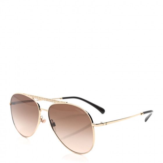 CHANEL

Aviator Metallic Pilot Sunglasses 4231 Gold | Fashionphile