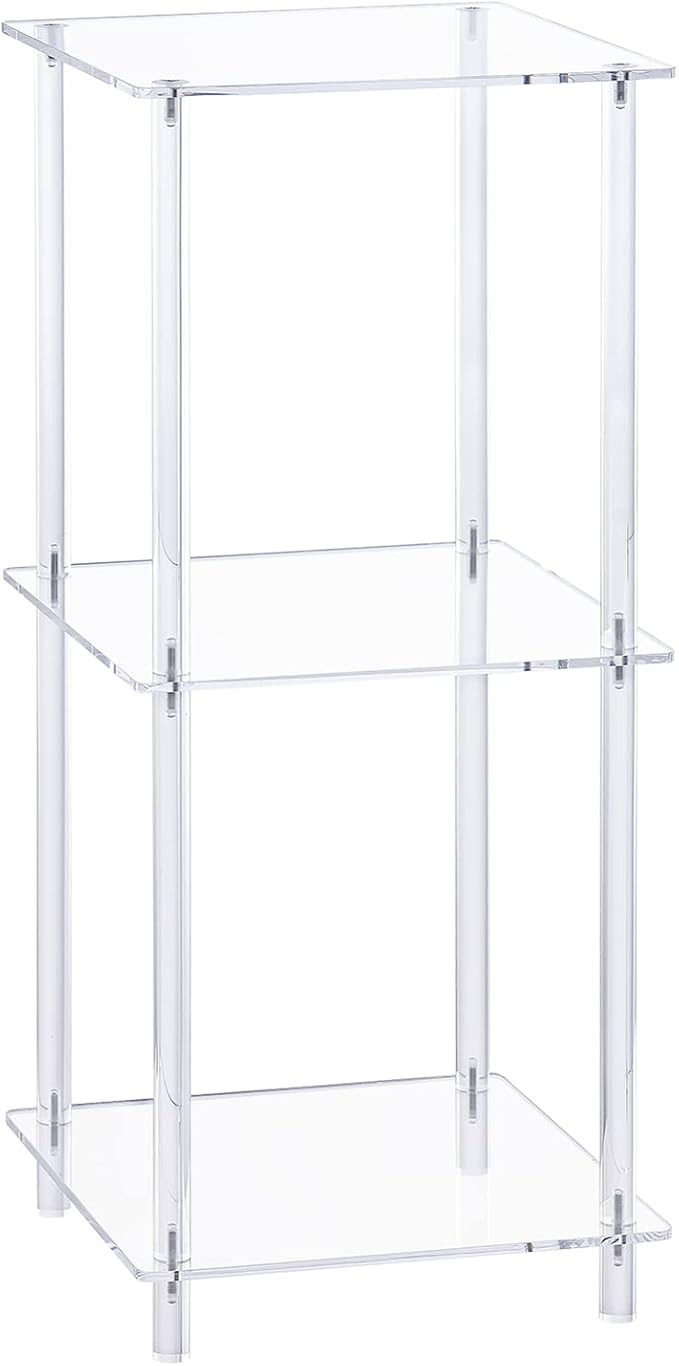 HMYHUM Acrylic Side Table for Small Spaces, 11.8" L x 11.8" W x 28" H, Small Nightstand/Bedside/E... | Amazon (US)