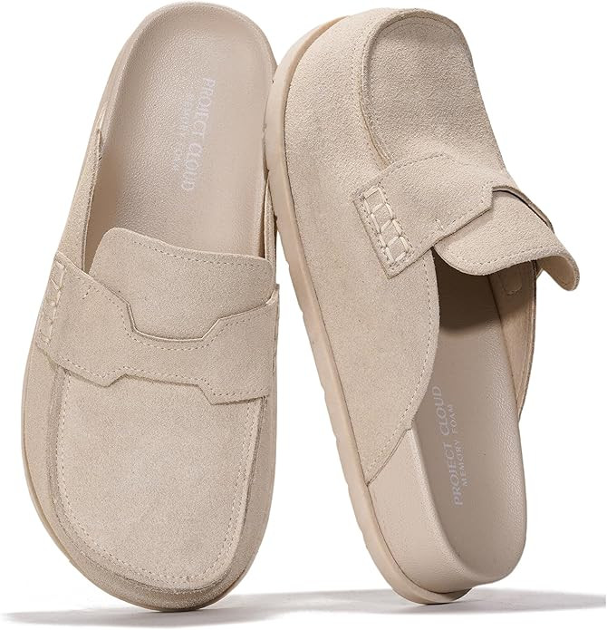 Project Cloud Genuine Suede Womens Clog - Memory Foam Arch Support Non-Slip Sole Mules & Clogs fo... | Amazon (US)